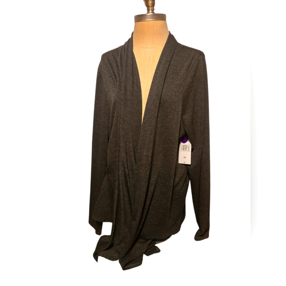 Nwt Lone +Lux women's gray cardigan 2X